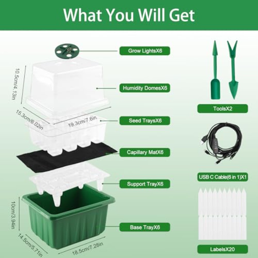 Seed Starter Tray with Light 6 - đánh giá và giá Humidity Dome Kit