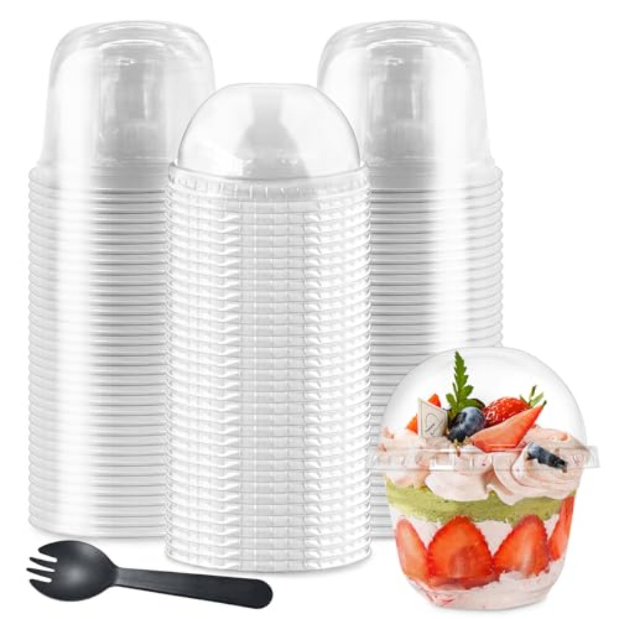 100Pcs 10oz Plastic Dessert Cu - đánh giá và giá Plastic Dome Clear