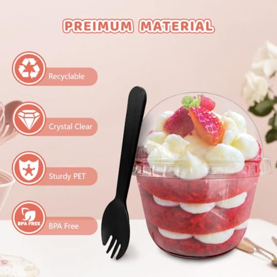 100Pcs 10oz Plastic Dessert Cu - đánh giá và giá Plastic Dome Clear